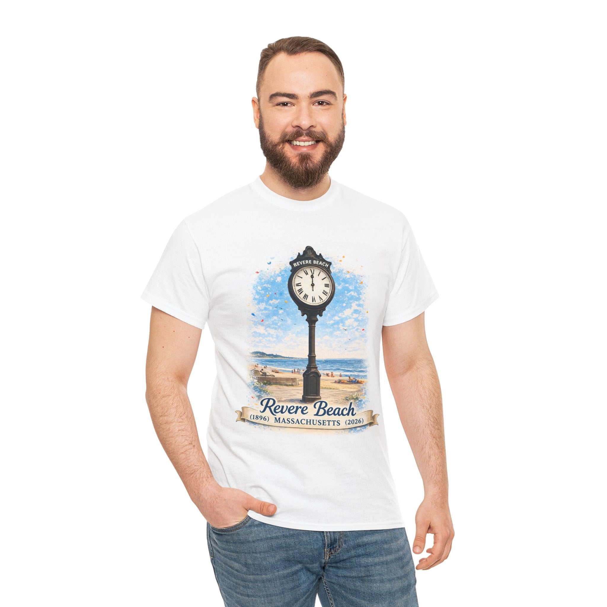 Revere Beach Vintage Clock T-Shirt — Massachusetts Seaside Souvenir