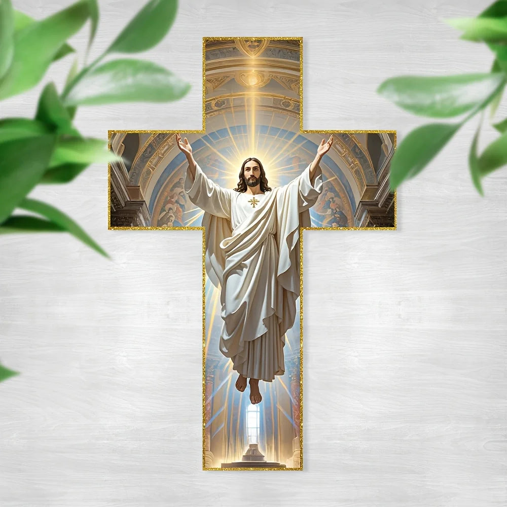 Christ Jesus Wooden Cross Wall Hanging — Christian Faith Home Décor