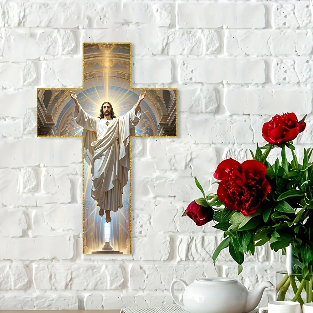 Christ Jesus Wooden Cross Wall Hanging — Christian Faith Home Décor