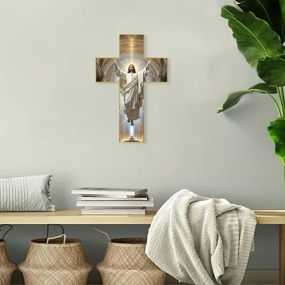 Christ Jesus Wooden Cross Wall Hanging — Christian Faith Home Décor