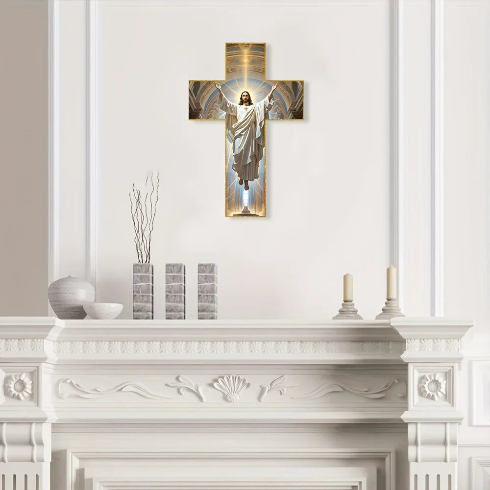 Christ Jesus Wooden Cross Wall Hanging — Christian Faith Home Décor