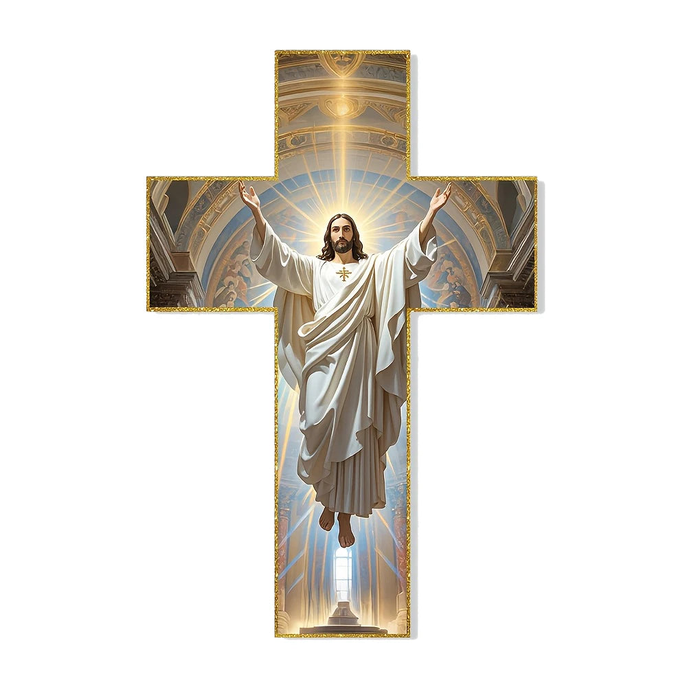 Christ Jesus Wooden Cross Wall Hanging — Christian Faith Home Décor