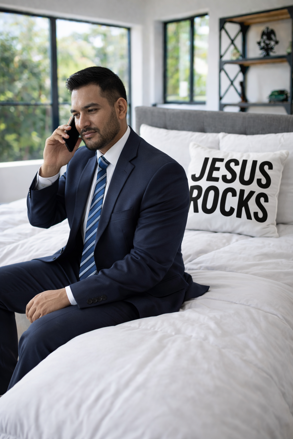 Jesus Rocks Spun Polyester Lumbar Pillow