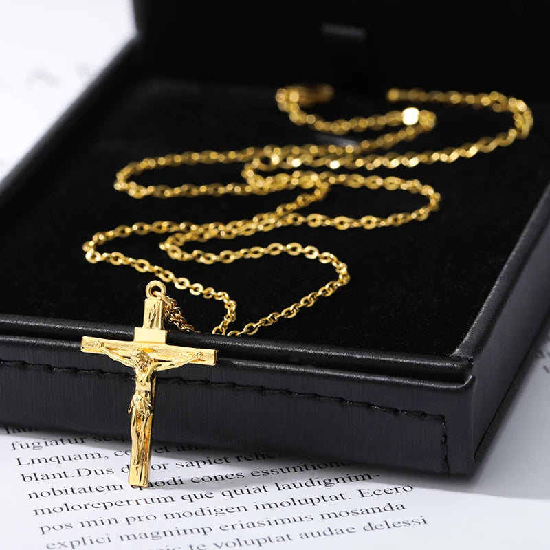 Christian Cross Pendant Necklace — Stainless Steel Faith Chain (Unisex)