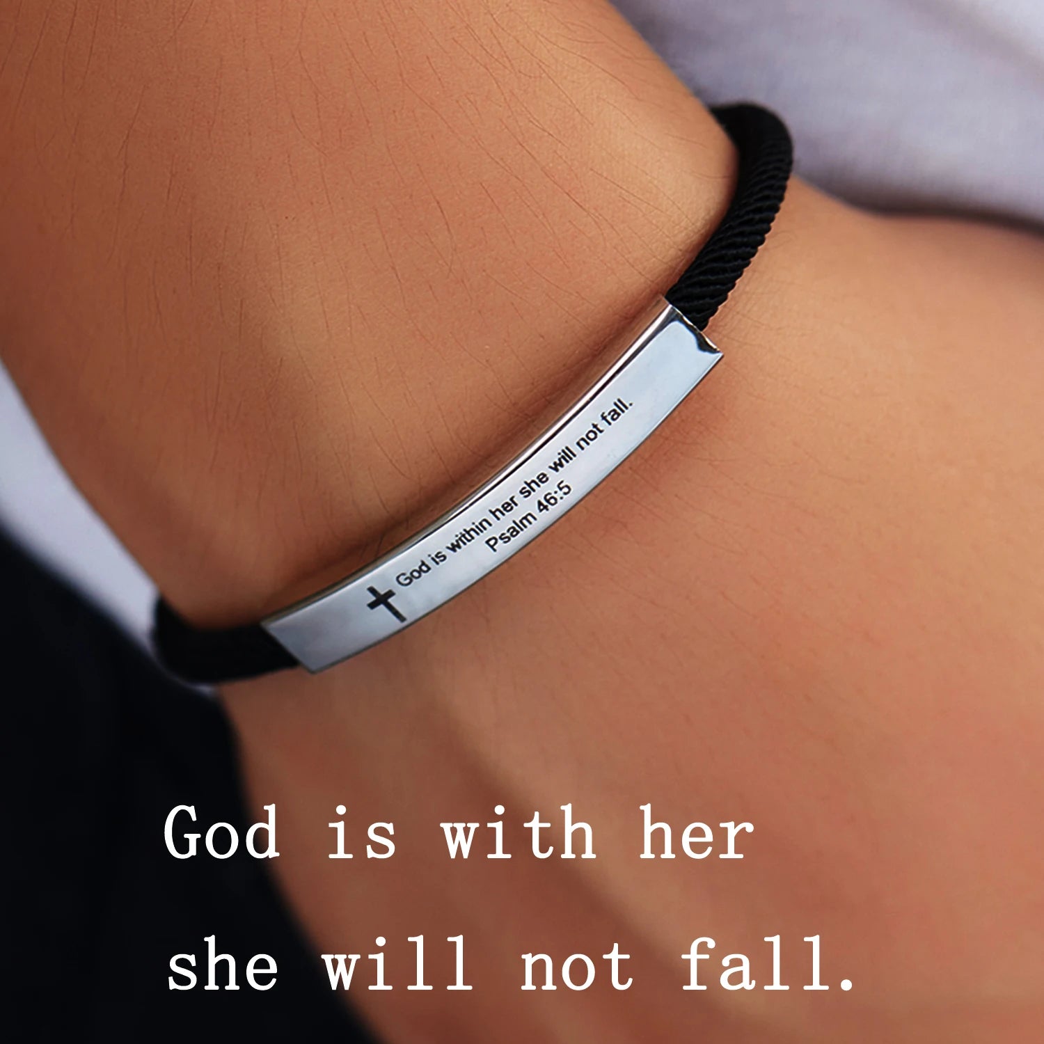 Jesus Scripture Bracelet — Stainless Steel Christian Bible Verse Rope Bracelet (Unisex)