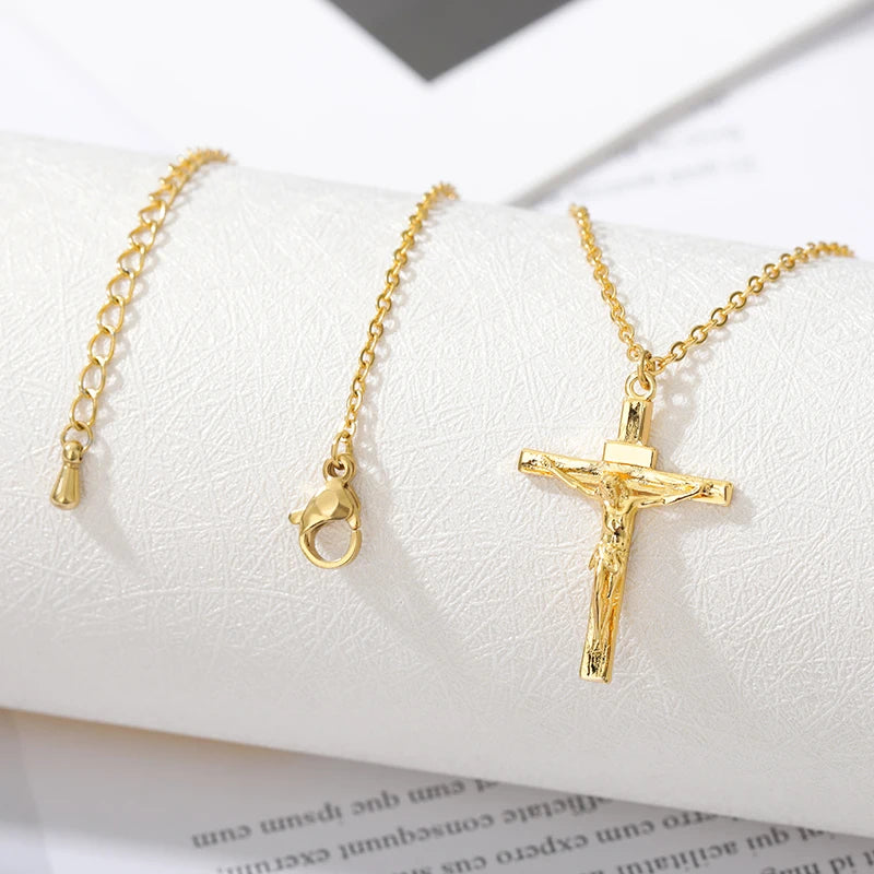 Christian Cross Pendant Necklace — Stainless Steel Faith Chain (Unisex)