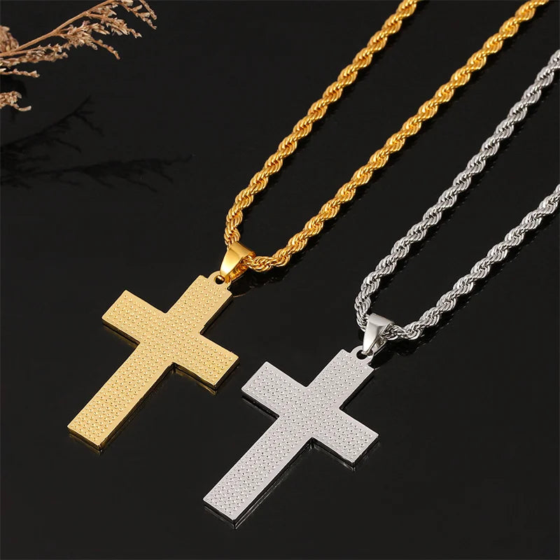 American Flag Cross Pendant Necklace — Metal Chain Faith Necklace for Men & Women