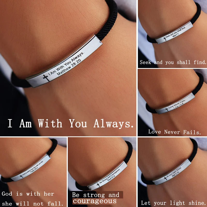 “I Am With You Always” Cross Bracelet — Stainless Steel Christian Faith Bracelet (Unisex)