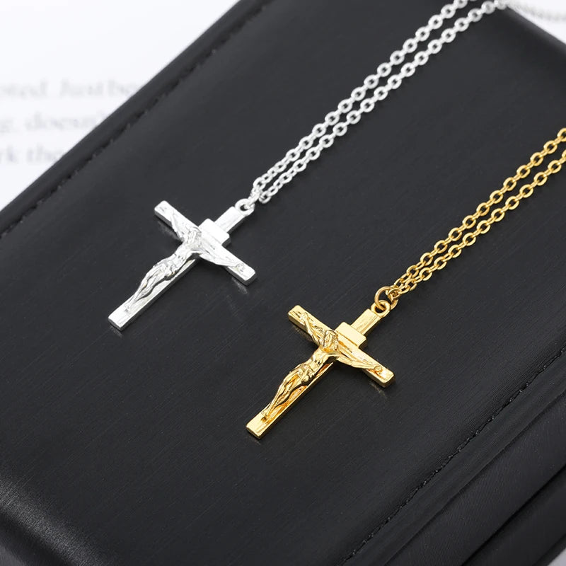 Christian Cross Pendant Necklace — Stainless Steel Faith Chain (Unisex)