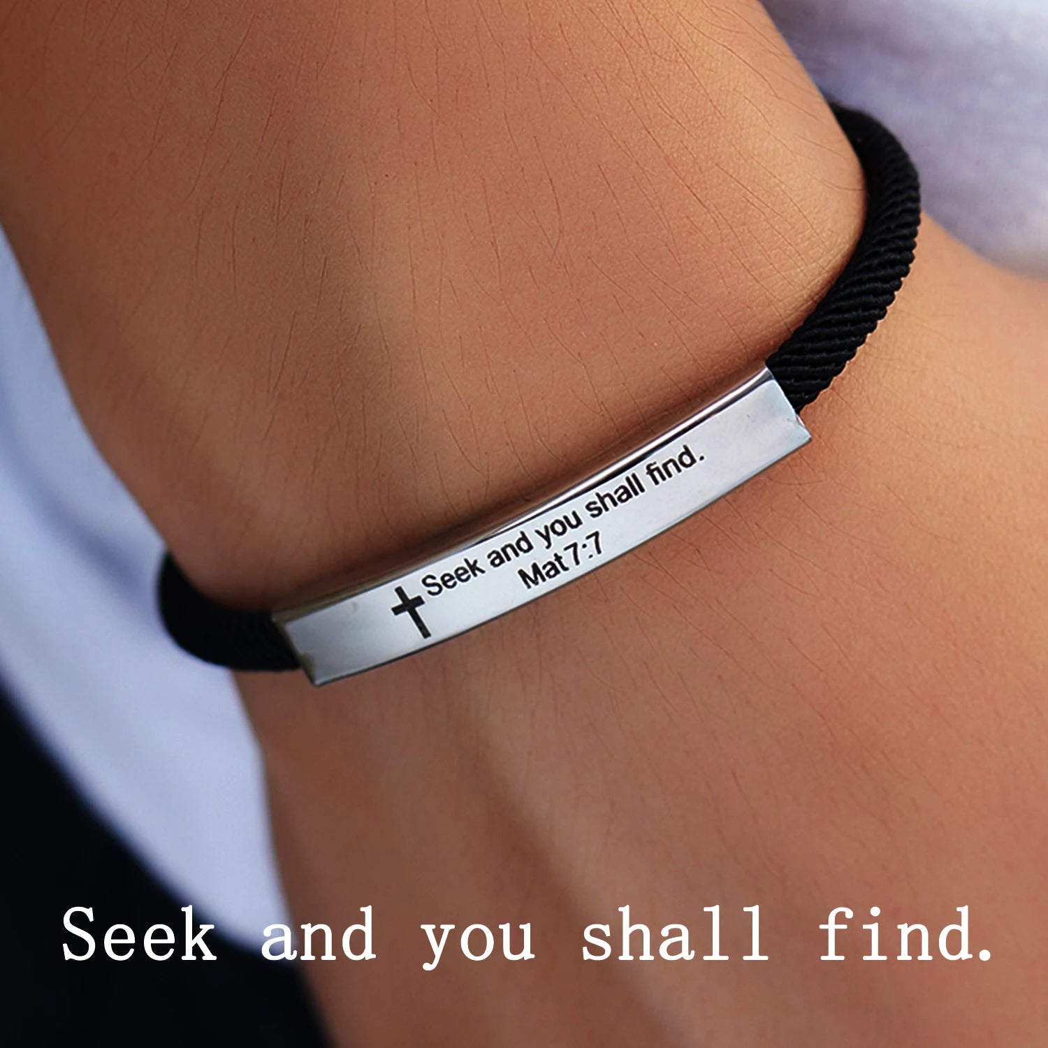 “I Am With You Always” Cross Bracelet — Stainless Steel Christian Faith Bracelet (Unisex)