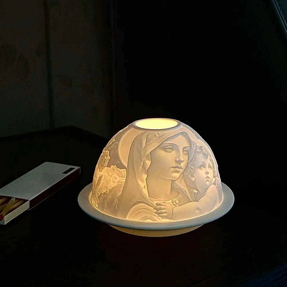 Angel of Faith Porcelain Candle Holder – Christmas Lantern Décor