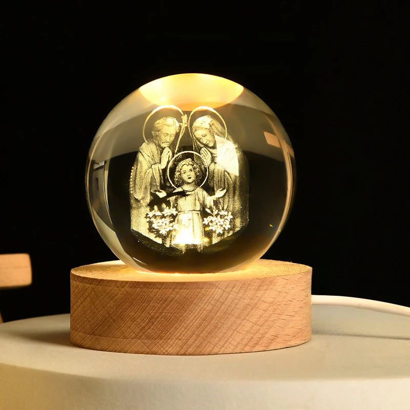 3D Crystal Cross Night Light — Illuminated Jesus Faith Decor