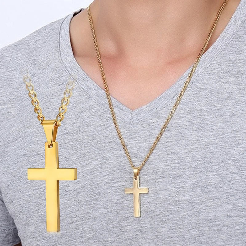 Stainless Steel Cross Pendant Necklace — Classic Faith Chain (Unisex)