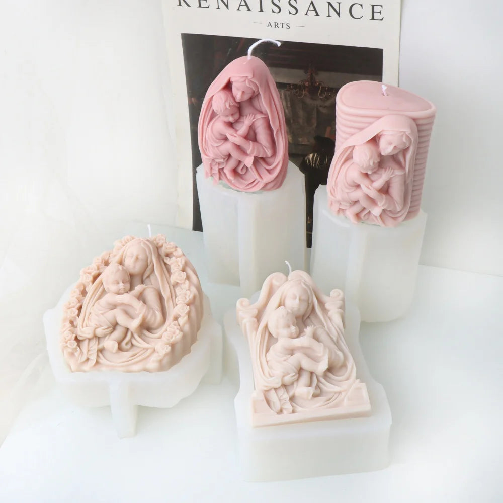 Virgin Mary & Baby Jesus Silicone Mold — DIY Candle & Plaster Craft