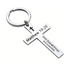 Bible Verse Cross Keychain — Stainless Steel Christian Prayer & Psalm Gift