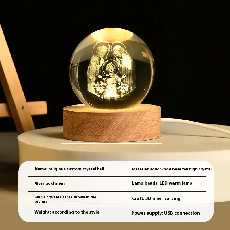 3D Crystal Cross Night Light — Illuminated Jesus Faith Decor