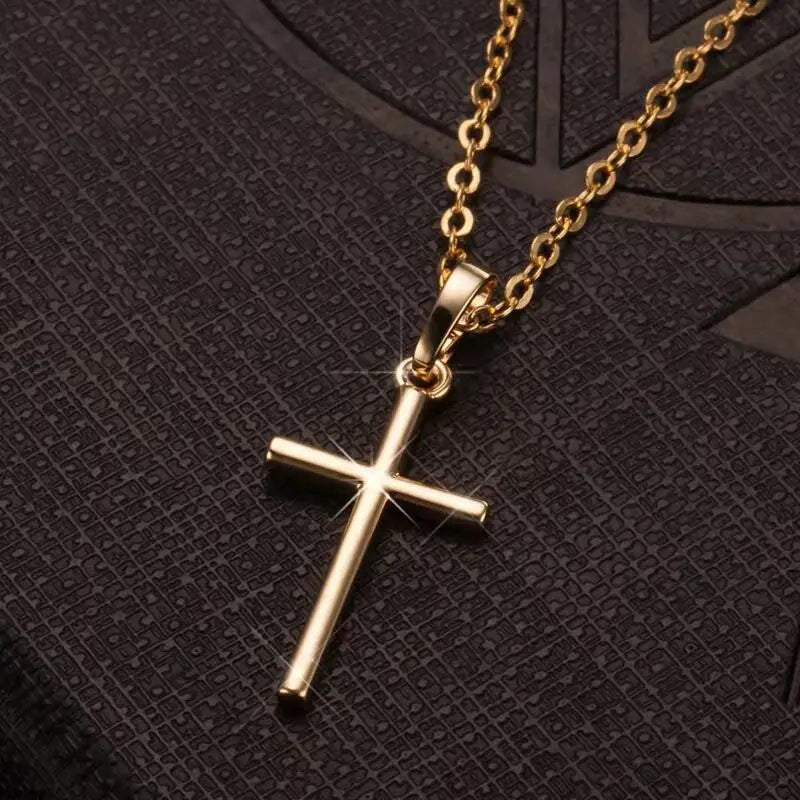 Simple Jesus Cross Necklace — Silver-Tone Christian Pendant for Men & Women