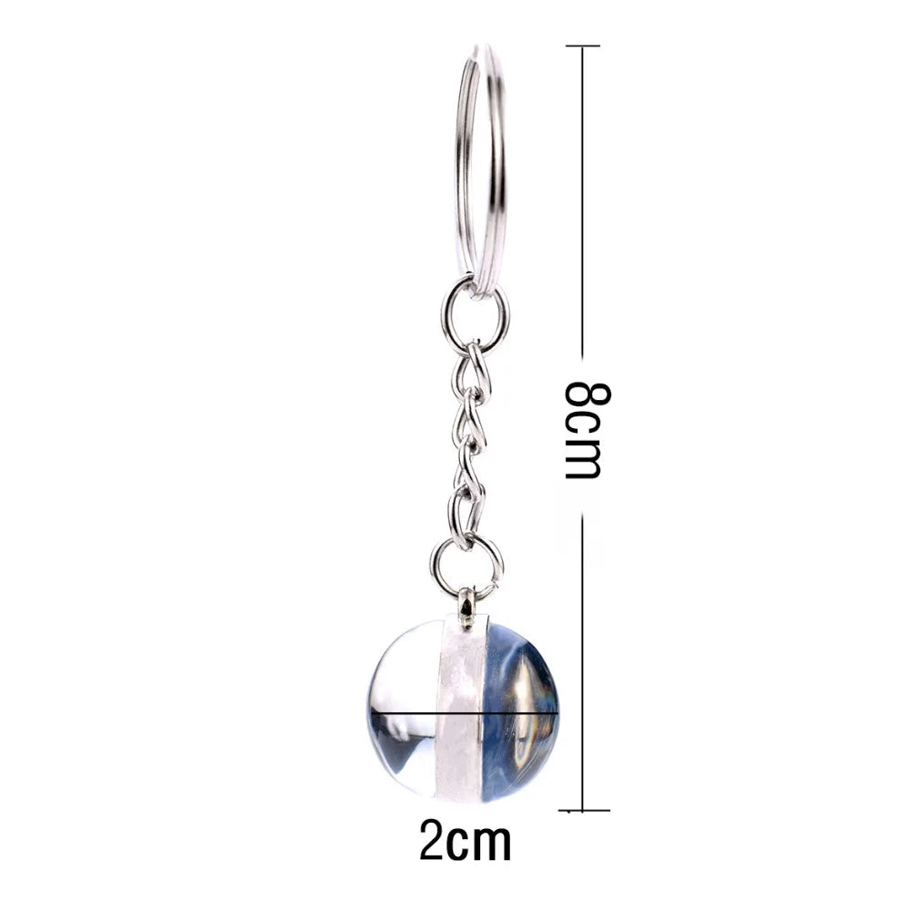 St. Francis Catholic Glass Ball Keychain — Double-Sided Christian Faith Keyring