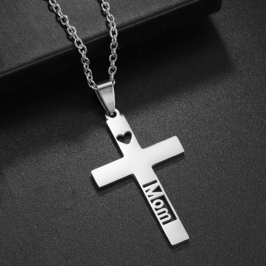Blue Jesus Cross Necklace — Stainless Steel Christian Faith Pendant (Unisex)