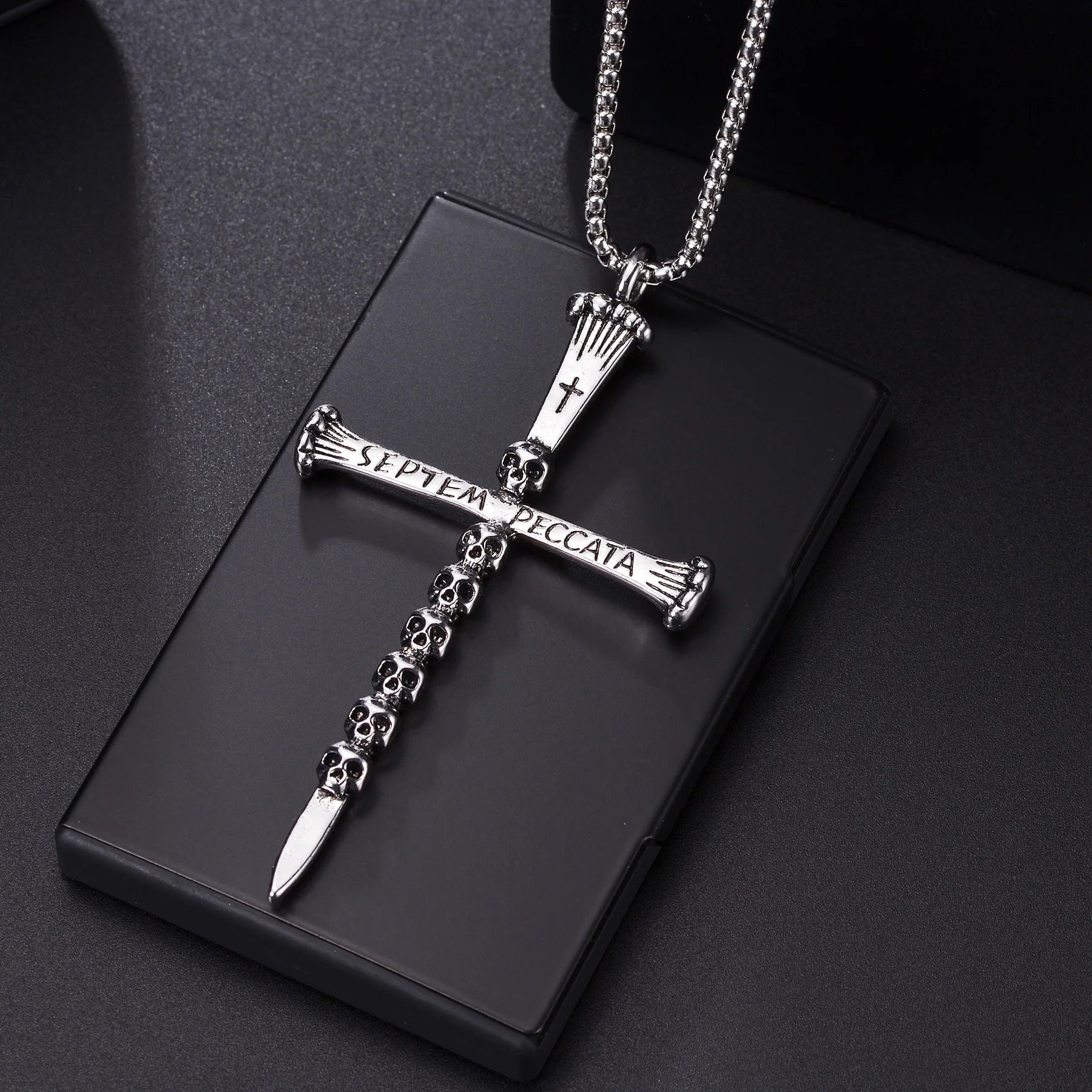 Blue Jesus Cross Necklace — Stainless Steel Christian Faith Pendant (Unisex)