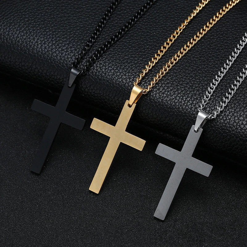 Stainless Steel Cross Pendant Necklace — Classic Faith Chain (Unisex)