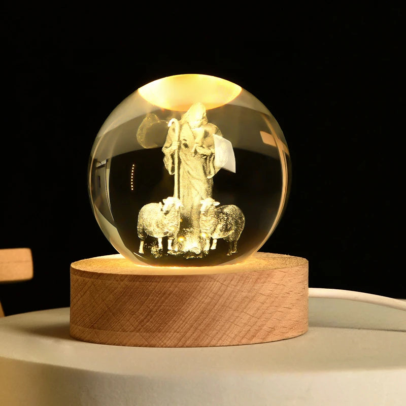 3D Crystal Cross Night Light — Illuminated Jesus Faith Decor