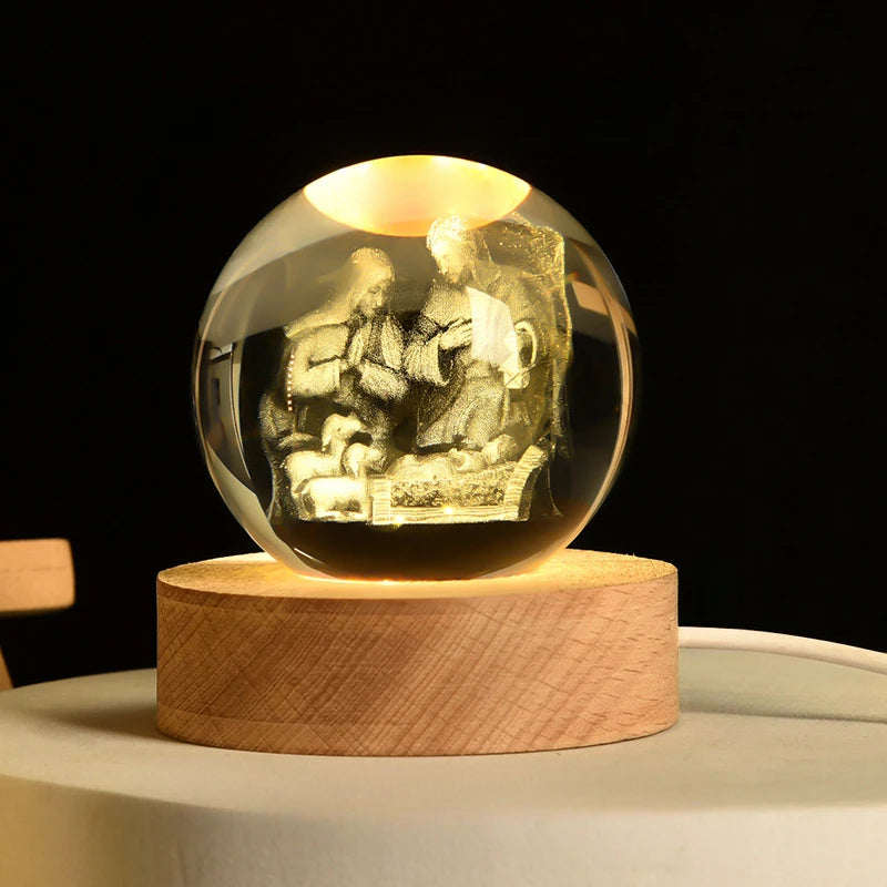 3D Crystal Cross Night Light — Illuminated Jesus Faith Decor