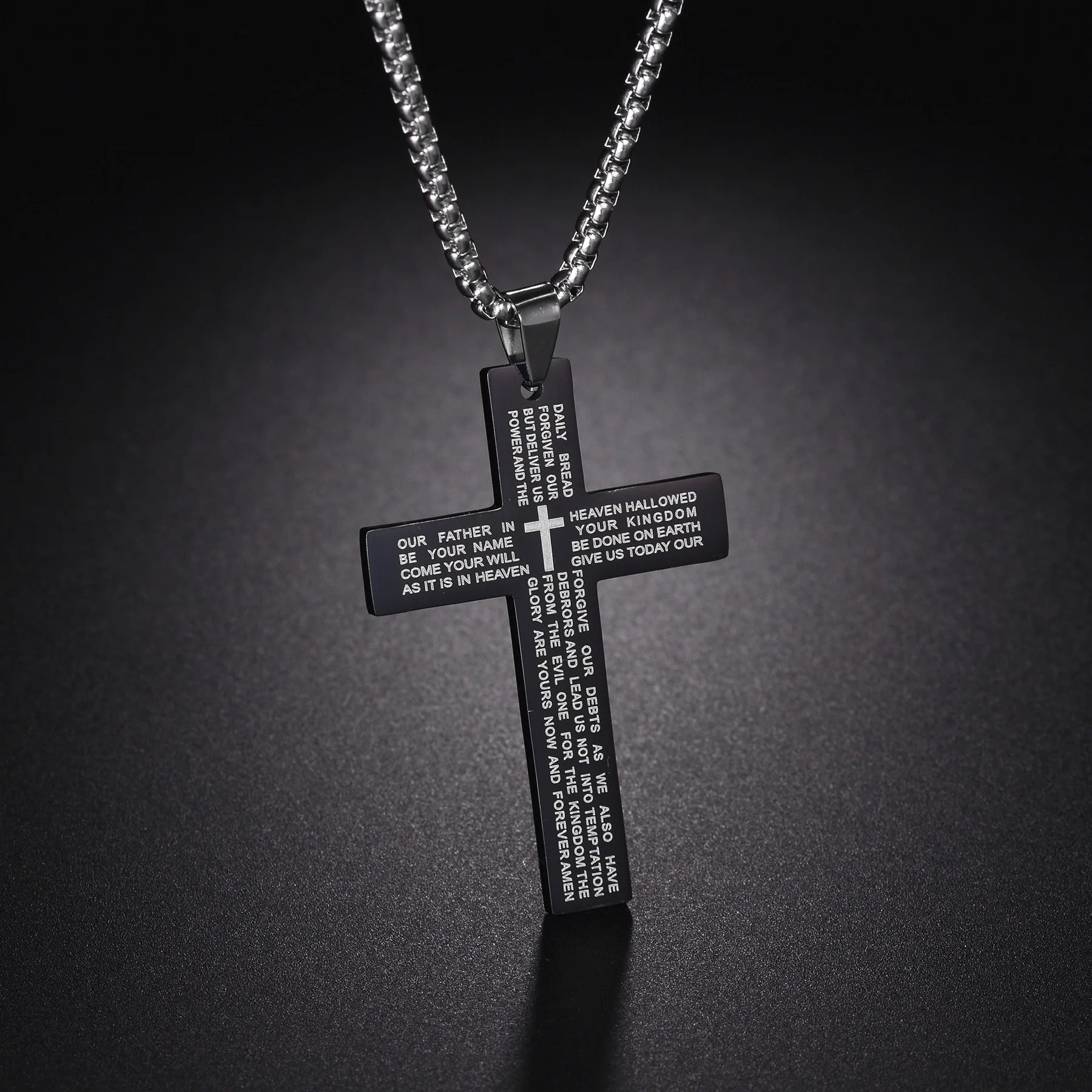 Blue Jesus Cross Necklace — Stainless Steel Christian Faith Pendant (Unisex)