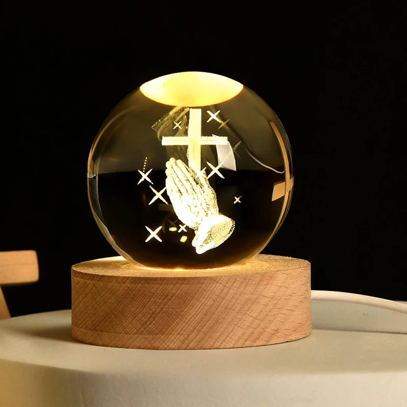 3D Crystal Cross Night Light — Illuminated Jesus Faith Decor