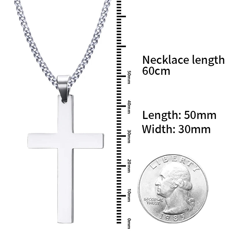 Stainless Steel Cross Pendant Necklace — Classic Faith Chain (Unisex)