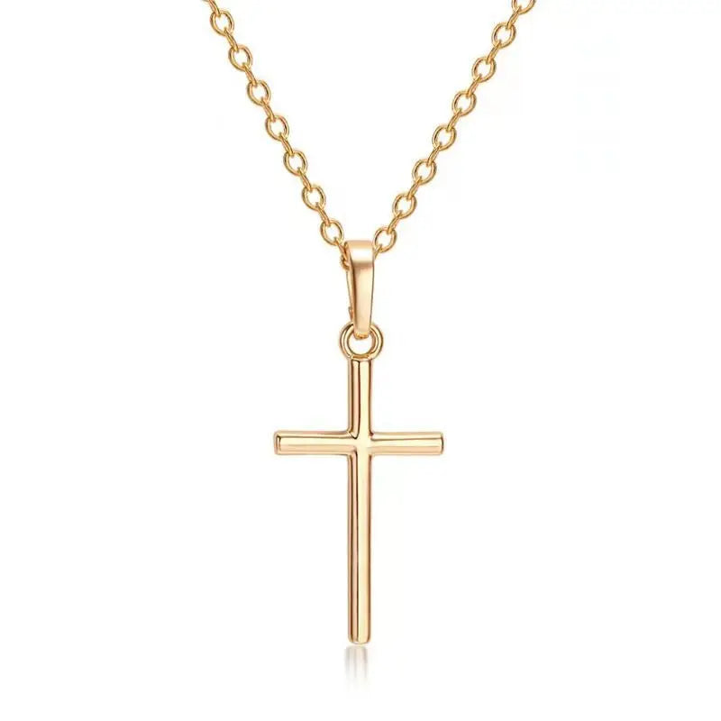 Simple Jesus Cross Necklace — Silver-Tone Christian Pendant for Men & Women