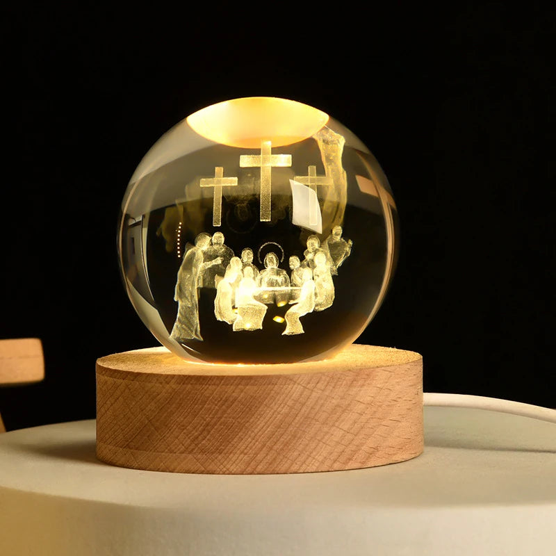 3D Crystal Cross Night Light — Illuminated Jesus Faith Decor