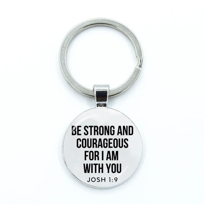 Bible Verse Faith Keychain — Glass Cabochon Christian Scripture Key Ring