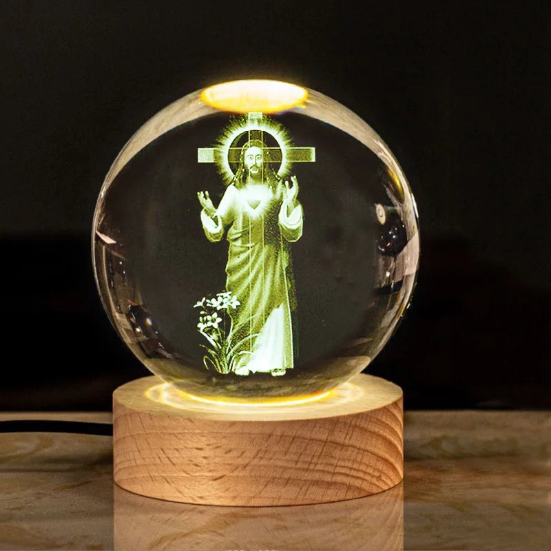 3D Crystal Cross Night Light — Illuminated Jesus Faith Decor