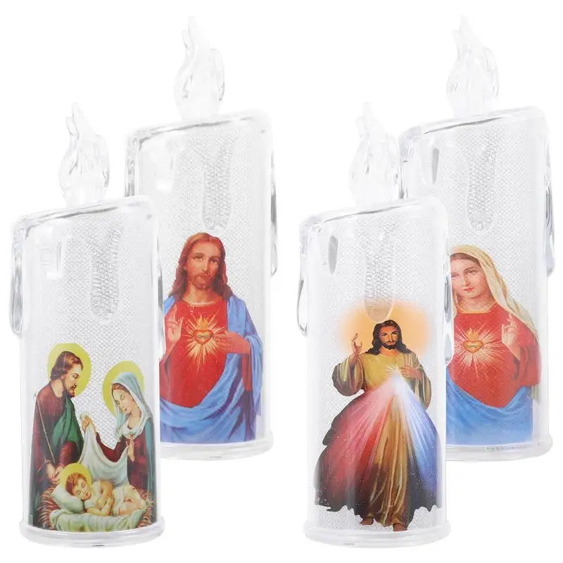 Set of 4 LED Prayer Candles — Flameless Catholic Church & Home Decor