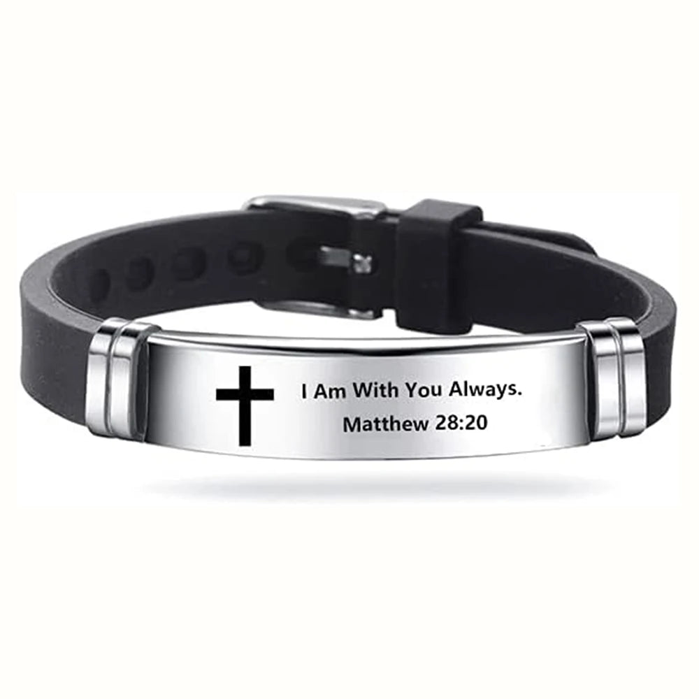 “Love Never Fails” Silicone Bible Bracelet — Adjustable Christian Faith Wristband