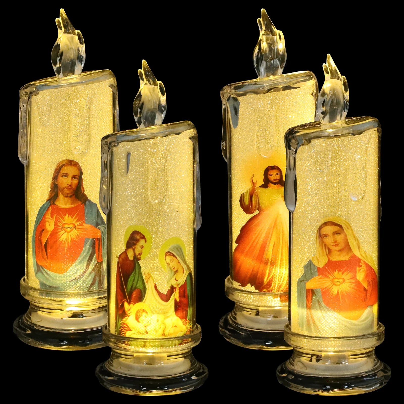 Set of 4 LED Prayer Candles — Flameless Catholic Church & Home Decor