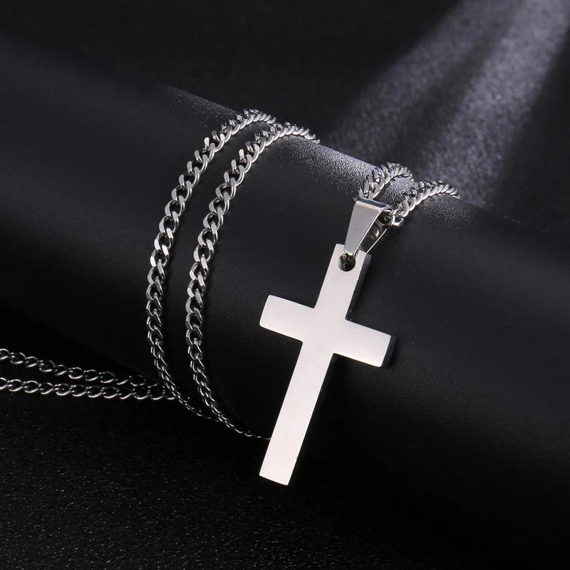 Stainless Steel Cross Pendant Necklace — Classic Faith Chain (Unisex)