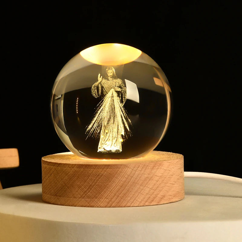 3D Crystal Cross Night Light — Illuminated Jesus Faith Decor