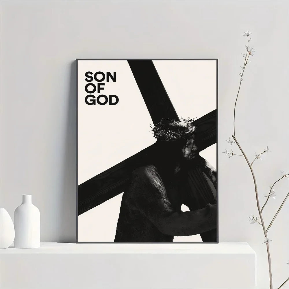 Son of God Cross Canvas Wall Art — Christian Faith Home Decor