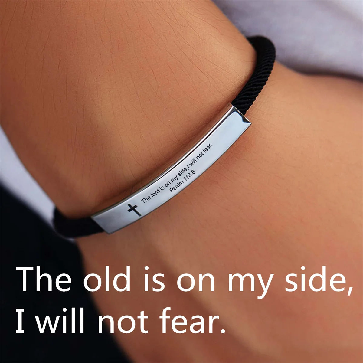 Jesus Scripture Bracelet — Stainless Steel Christian Bible Verse Rope Bracelet (Unisex)