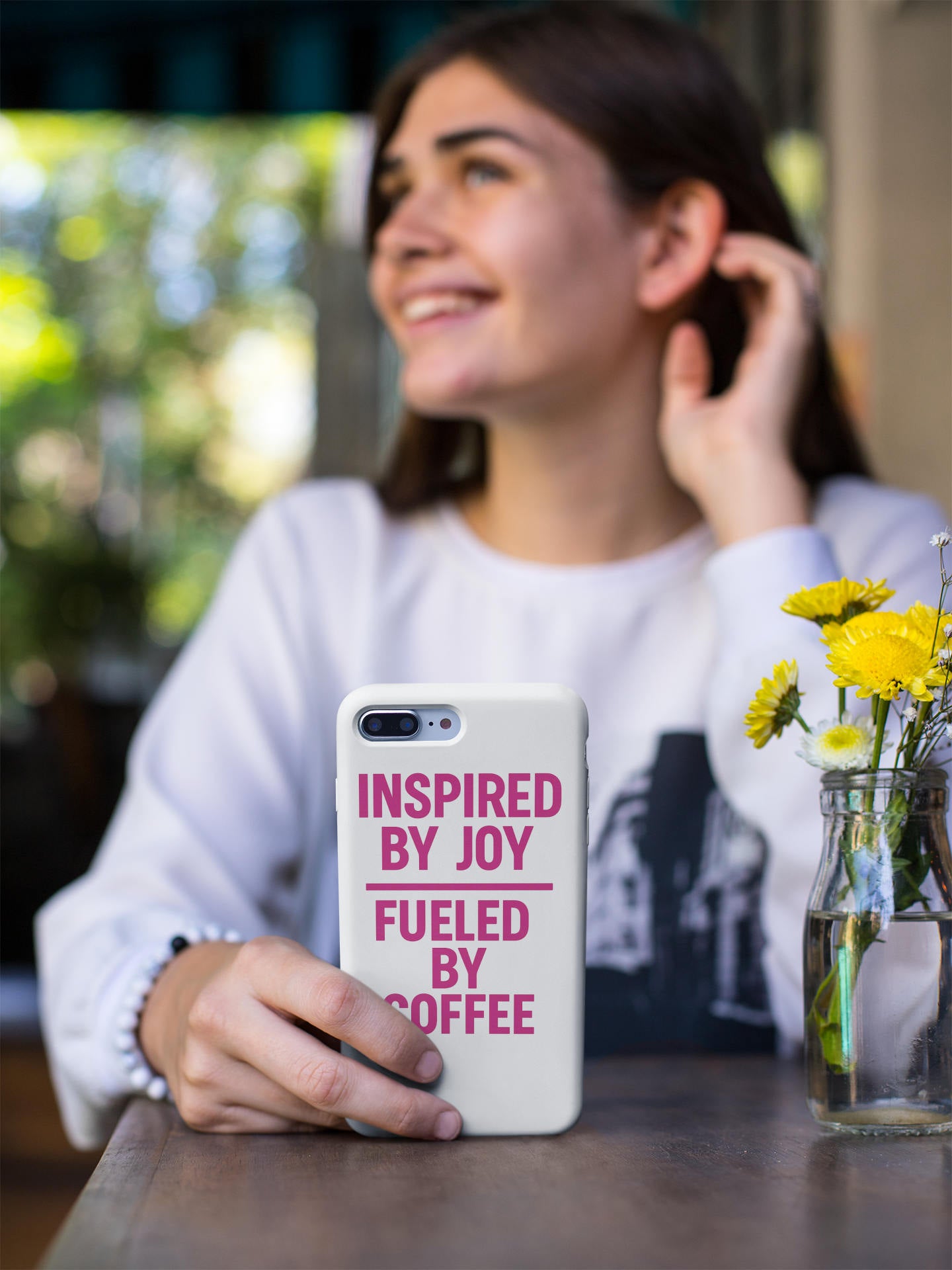 Inspired by Joy, Fueled by Coffee Tough iPhone Case