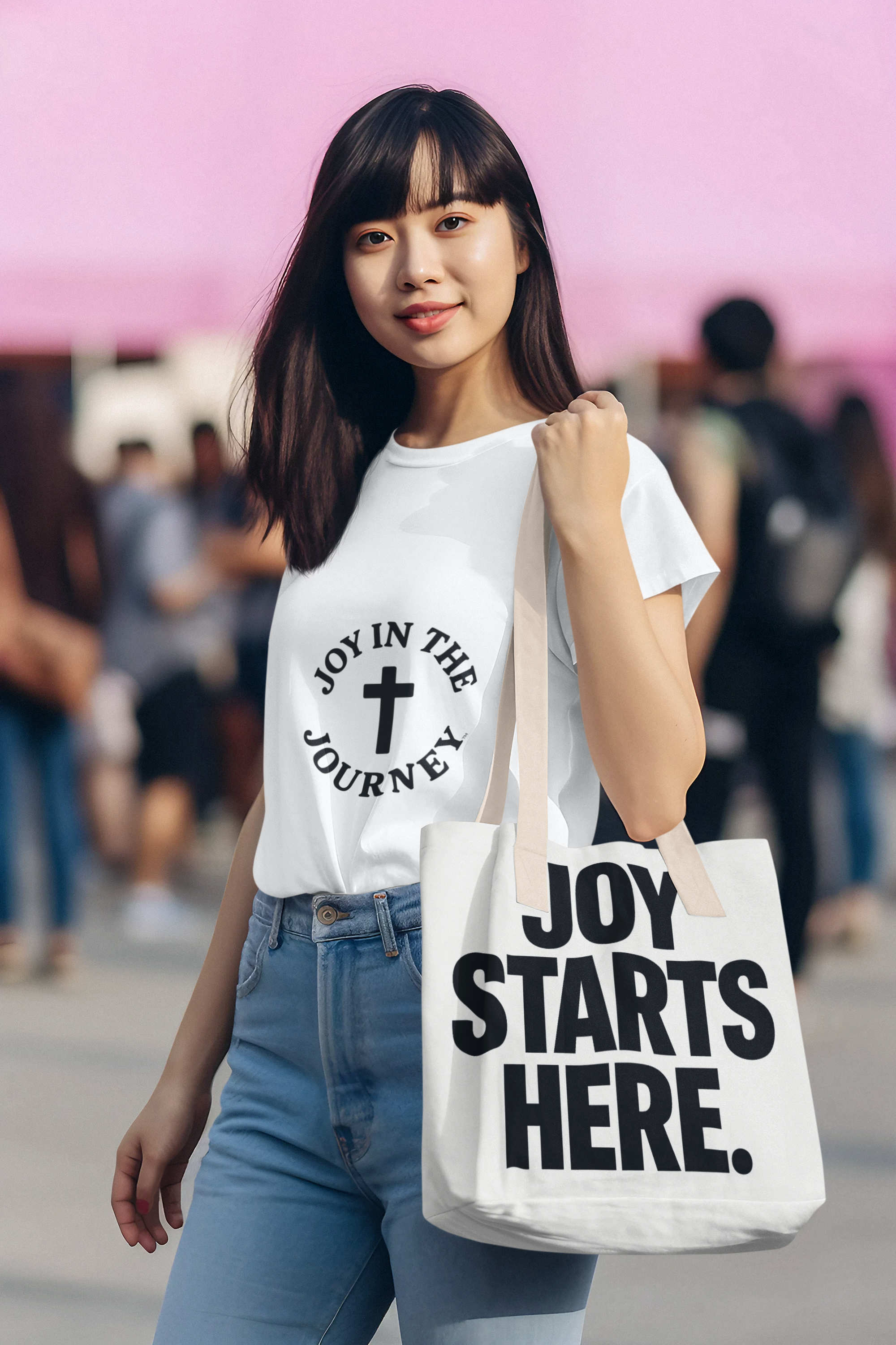 Joy Starts Here Organic Canvas Tote Bag
